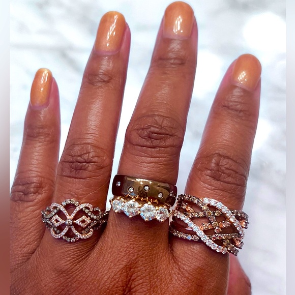 SOLD! 🤎 LeVian Chocolate Diamonds Art Deco Style Ring 14K Rose Gold - Picture 10 of 10